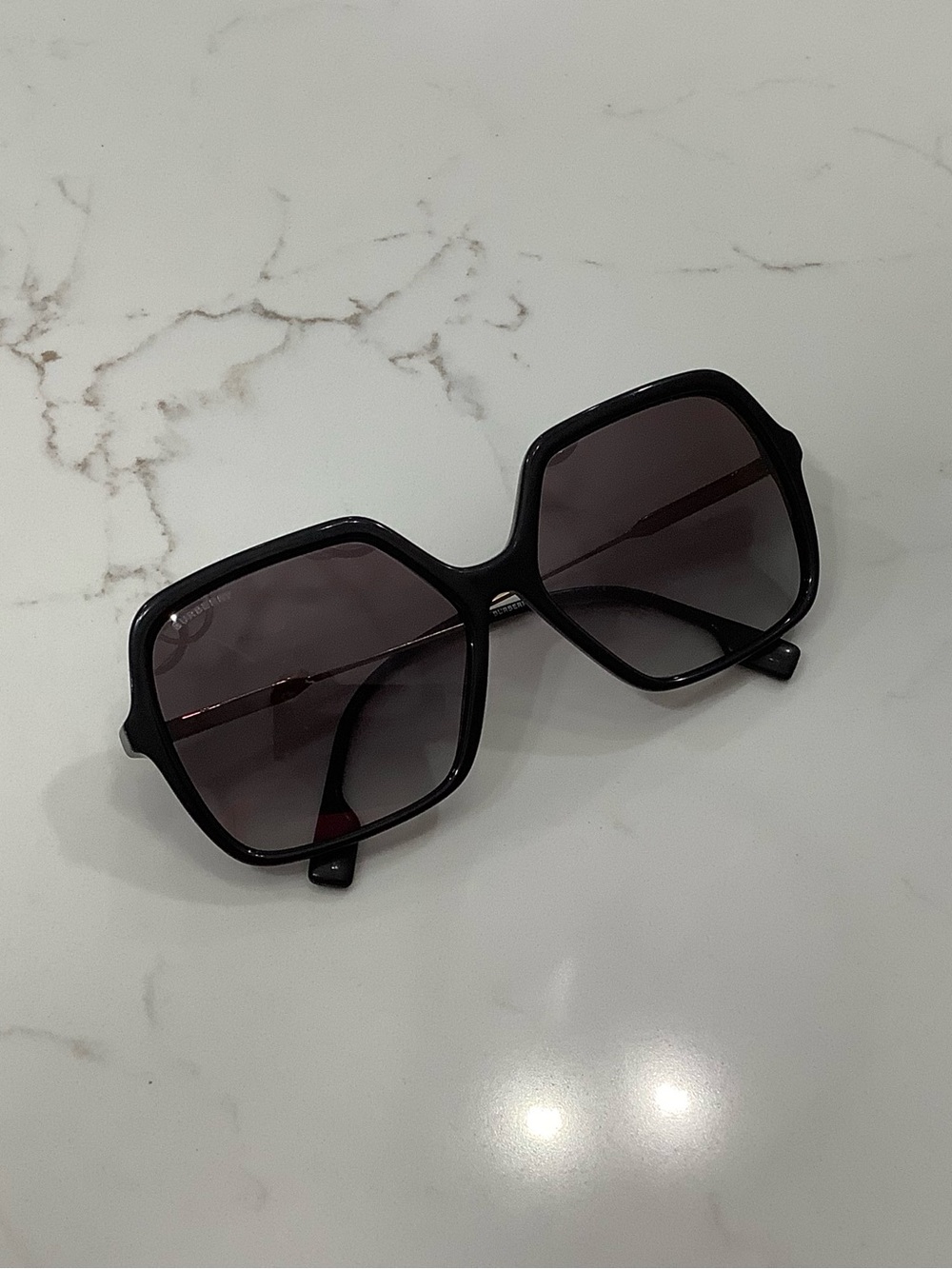 Burberry Black Oversized Square Sunglasses with Smoke Lenses